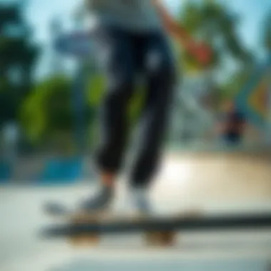 Skateboarder in Action with Vans Skateboarder wearing Vans shoes at a skatepark
