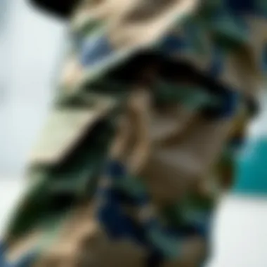 Fabric Texture and Pockets of Cargo Pants A close-up view of the fabric texture and pockets of cargo pants